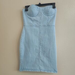 Haute Monde denim strapless mini dress size small
